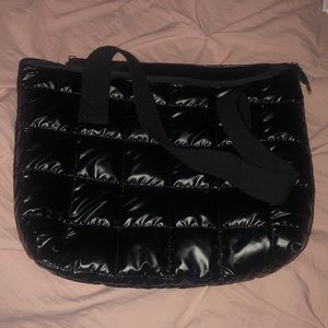 Black puffer style tote bag